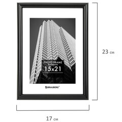 Рамка 15&times;21 см небьющаяся, багет 14 мм, пластик, BRAUBERG &laquo;Original&raquo;, черная, 391228
