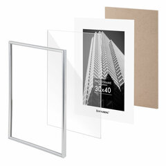 Рамка 30&times;40 см небьющаяся, багет 12 мм, пластик, BRAUBERG &laquo;Original&raquo;, серебристая, 391232