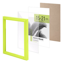 Рамка 15&times;21 см небьющаяся, багет 17,5 мм, пластик, BRAUBERG &laquo;Colorful&raquo;, салатовая, 391243