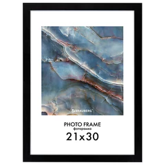 Рамка 21&times;30 см небьющаяся, КОМПЛЕКТ 4 шт., багет 16 мм МДФ, BRAUBERG &laquo;Basic&raquo;, черная, 391259