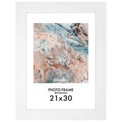 Рамка 21&times;30 см небьющаяся, КОМПЛЕКТ 3 шт., багет 29 мм, МДФ, BRAUBERG &laquo;Basic&raquo;, белая, 391260