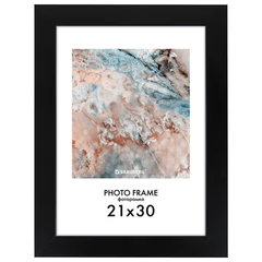 Рамка 21&times;30 см небьющаяся, КОМПЛЕКТ 3 шт., багет 29 мм, МДФ, BRAUBERG &laquo;Basic&raquo;, черная, 391261