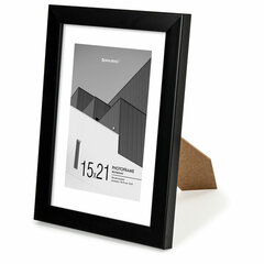 Рамка 15&times;21 см с паспарту 10&times;15 см небьющаяся, багет 20 мм, пластик, BRAUBERG &laquo;New Age&raquo;, черная, 391273