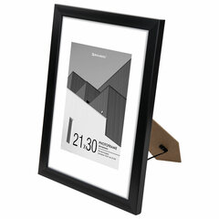 Рамка 21&times;30 см с паспарту 15&times;21 см небьющаяся, багет 20 мм, пластик, BRAUBERG &laquo;New Age&raquo;, черная, 391275
