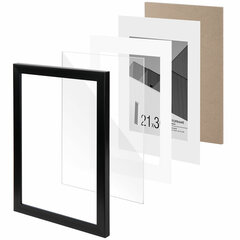 Рамка 21&times;30 см с паспарту 15&times;21 см небьющаяся, багет 20 мм, пластик, BRAUBERG &laquo;New Age&raquo;, черная, 391275