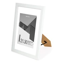 Рамка 21&times;30 см с паспарту 15&times;21 см небьющаяся, багет 20 мм пластик, BRAUBERG &laquo;New Age&raquo;, белая, 391276