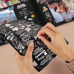 Фотоальбом &laquo;Счастье – это моменты&raquo; 24 чёрных листа 22&times;30, уголки, стикеры, ручка, клей, BRAUBERG, 391310