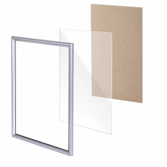 Рамка 21&times;30 см со стеклом, багет 14 мм пластик, BRAUBERG &laquo;HIT2&raquo;, матовое серебро, 391318