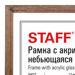 Рамка 30&times;40 см небьющаяся, КОМПЛЕКТ 2 шт., багет 17 мм, МДФ под дерево, STAFF &laquo;Carven&raquo;, цвет мокко, 391326