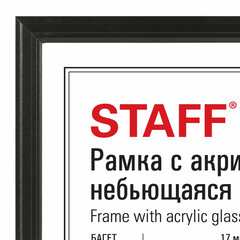 Рамка 30&times;40 см небьющаяся, КОМПЛЕКТ 2 шт., багет 17 мм, МДФ под дерево, STAFF &laquo;Carven&raquo;, черная, 391328