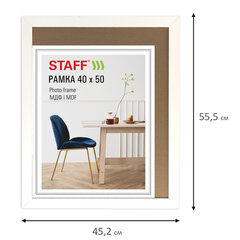 Рамка 40&times;50 см, небьющаяся, багет 30 мм, МДФ, STAFF &laquo;Style&raquo;, белая, 391341
