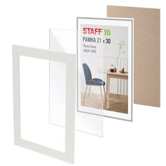 Рамка 21&times;30 см, небьющаяся, КОМПЛЕКТ 3 штуки, багет 30 мм, МДФ, STAFF &laquo;Style&raquo;, белая, 391343