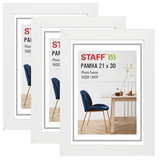 Рамка 21х30 см, небьющаяся, КОМПЛЕКТ 3 штуки, багет 30 мм, МДФ, STAFF "Style", белая, 391343
