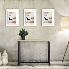 Рамка 21&times;30 см, небьющаяся, КОМПЛЕКТ 3 штуки, багет 30 мм, МДФ, STAFF &laquo;Style&raquo;, белая, 391343