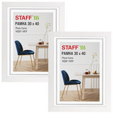 Рамка 30х40 см, небьющаяся, КОМПЛЕКТ 2 штуки, багет 30 мм, МДФ, STAFF "Style", белая, 391345