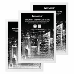 Рамка 21&times;30 см небьющаяся, КОМПЛЕКТ 3 шт., багет 14 мм дерево, BRAUBERG &laquo;Elegant&raquo;, белая, 391355
