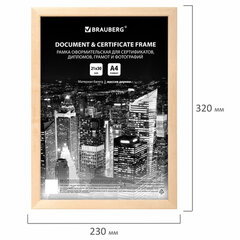 Рамка 21&times;30 см небьющаяся, КОМПЛЕКТ 3 шт., багет 14 мм дерево, BRAUBERG &laquo;Elegant&raquo;, цвет натуральное дерево, 391357