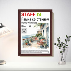 Рамка 21&times;30 см со стеклом, багет 17 мм дерево, STAFF &laquo;Classic&raquo;, цвет красное дерево, 391364