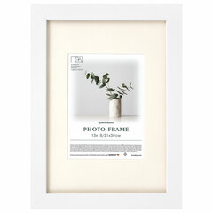 Рамка 21&times;30 см с паспарту 13&times;18 см небьющаяся, багет 26 мм МДФ, BRAUBERG &laquo;Ambassador&raquo;, белая, 391366