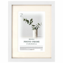 Рамка 30&times;40 см с паспарту 21&times;30 см, небьющаяся, багет 26 мм, МДФ, BRAUBERG &laquo;Ambassador&raquo;, белая, 391368