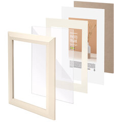 Рамка 15&times;21 см с паспарту 10&times;15 см небьющаяся, аналог IKEA, багет 26 мм, МДФ, BRAUBERG &laquo;Zool&raquo;, цвет слоновая кость, 391374