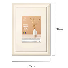 Рамка 21&times;30 см с паспарту 13&times;18 см, небьющаяся, аналог IKEA, багет 26 мм, МДФ, BRAUBERG &laquo;Zool&raquo;, цвет слоновая кость, 391376