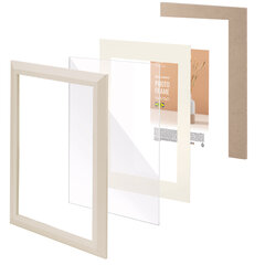 Рамка 21&times;30 см с паспарту 13&times;18 см, небьющаяся, аналог IKEA, багет 26 мм, МДФ, BRAUBERG &laquo;Zool&raquo;, цвет слоновая кость, 391376