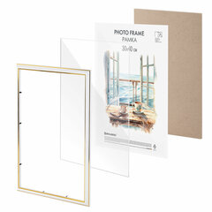 Рамка 30&times;40 см небьющаяся, багет 20 мм пластик, BRAUBERG &laquo;HIT3&raquo;, белая с двойной позолотой, 391383