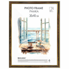 Рамка 30&times;40 см небьющаяся, багет 20 мм пластик, BRAUBERG &laquo;HIT3&raquo;, цвет темный орех с позолотой, 391384