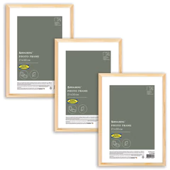 Рамка 21&times;30 см небьющаяся, КОМПЛЕКТ 3 штуки, багет 12 мм, дерево, BRAUBERG &laquo;Woodray&raquo;, цвет натуральный, 391388