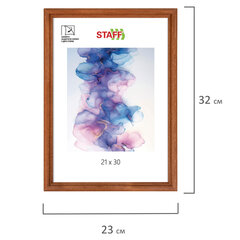 Рамка 21&times;30 см, небьющаяся, КОМПЛЕКТ 3 штуки, багет 17 мм, дерево, STAFF &laquo;Classic&raquo;, темно-коричневая, 391390