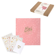 Фотоальбом-анкета детский 23&times;25 см, 32 листа, стикеры, открытка, конверт, розовый бархат, BRAUBERG, 391419