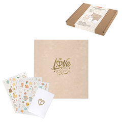 Фотоальбом-анкета детский 23&times;25 см, 32 листа, стикеры, открытка, конверт, бежевый бархат, BRAUBERG, 391421