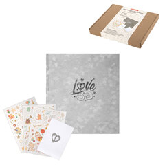 Фотоальбом-анкета детский 23&times;25 см, 32 листа, стикеры, открытка, конверт, серый бархат, BRAUBERG, 391422