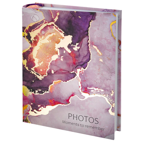 Фотоальбом с заметками BRAUBERG "Marble" на 200 фото 10х15, твердая обложка, с фольгированным тиснением, подарочная упаковка, 391426