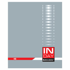 Тетрадь А5, 48 л., BRAUBERG скоба, клетка, обложка картон, &laquo;INDAY&raquo;, 400518