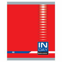 Тетрадь А5, 48 л., BRAUBERG скоба, клетка, обложка картон, &laquo;INDAY&raquo;, 400518