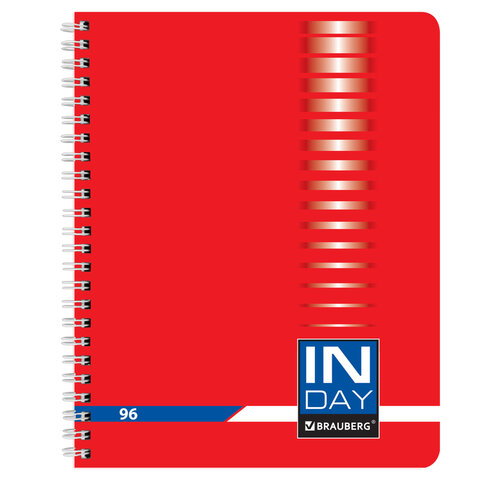 Тетрадь А5, 96 л., BRAUBERG, гребень, клетка, обложка картон, "INDAY", 400526