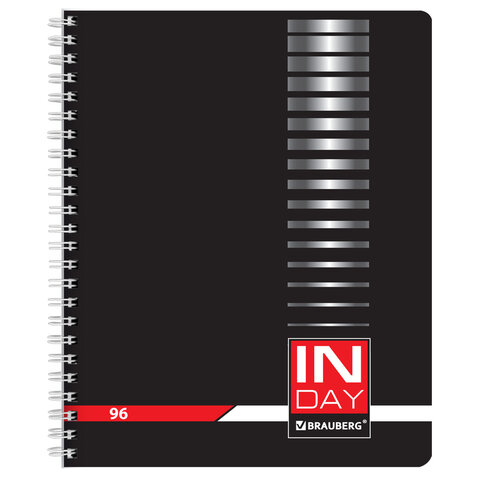 Тетрадь А5, 96 л., BRAUBERG, гребень, клетка, обложка картон, "INDAY", 400526