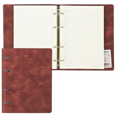 Тетрадь на кольцах А5 (180&times;220 мм), 120 листов, под кожу, клетка, BRAUBERG &laquo;Main&raquo;, коричневый, 401710