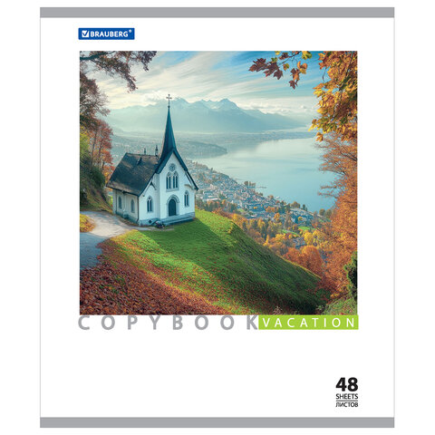 Тетрадь А5, 48 л., BRAUBERG, клетка, обложка картон, КАНИКУЛЫ, 401819