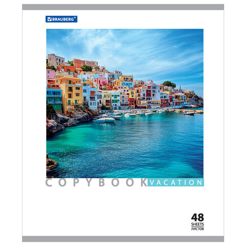Тетрадь А5, 48 л., BRAUBERG, клетка, обложка картон, КАНИКУЛЫ, 401819