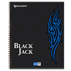 Тетрадь А5, 96 л., BRAUBERG, гребень, клетка, выборочный лак, &laquo;БЛЭК ДЖЭК&raquo;, 401850