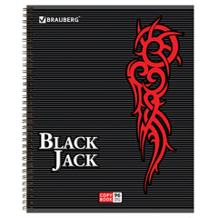 Тетрадь А5, 96 л., BRAUBERG, гребень, клетка, выборочный лак, &laquo;БЛЭК ДЖЭК&raquo;, 401850