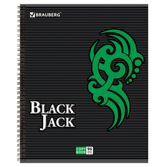 Тетрадь А5, 96 л., BRAUBERG, гребень, клетка, выборочный лак, &laquo;БЛЭК ДЖЭК&raquo;, 401850