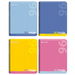 Тетрадь А5, 96 л., BRAUBERG, гребень, клетка, обложка картон, ОДИН ЦВЕТ, 401878