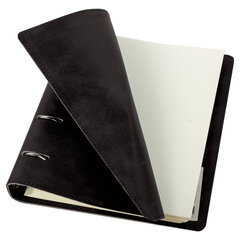 Тетрадь на кольцах А5 (180&times;220 мм), 120 листов, под кожу, клетка, BRAUBERG &laquo;Main&raquo;, черный, 402004