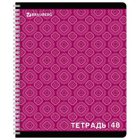 Тетрадь А5, 48 л., BRAUBERG, гребень, клетка, обложка картон, МОНОХРОМ 2, 402046