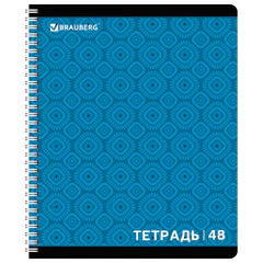 Тетрадь А5, 48 л., BRAUBERG, гребень, клетка, обложка картон, МОНОХРОМ 2, 402046