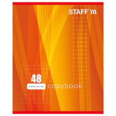 Тетрадь А5, 48 л., STAFF, скоба, клетка, офсет №2 ЭКОНОМ, обложка картон, &laquo;ОДИН ЦВЕТ&raquo; (линии), 402781